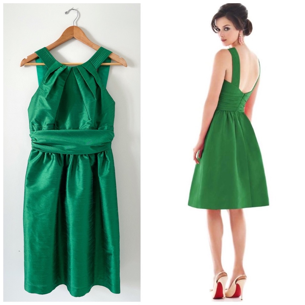 Alfred Sung 🍀 Green Fit & Flare Cocktail Dress